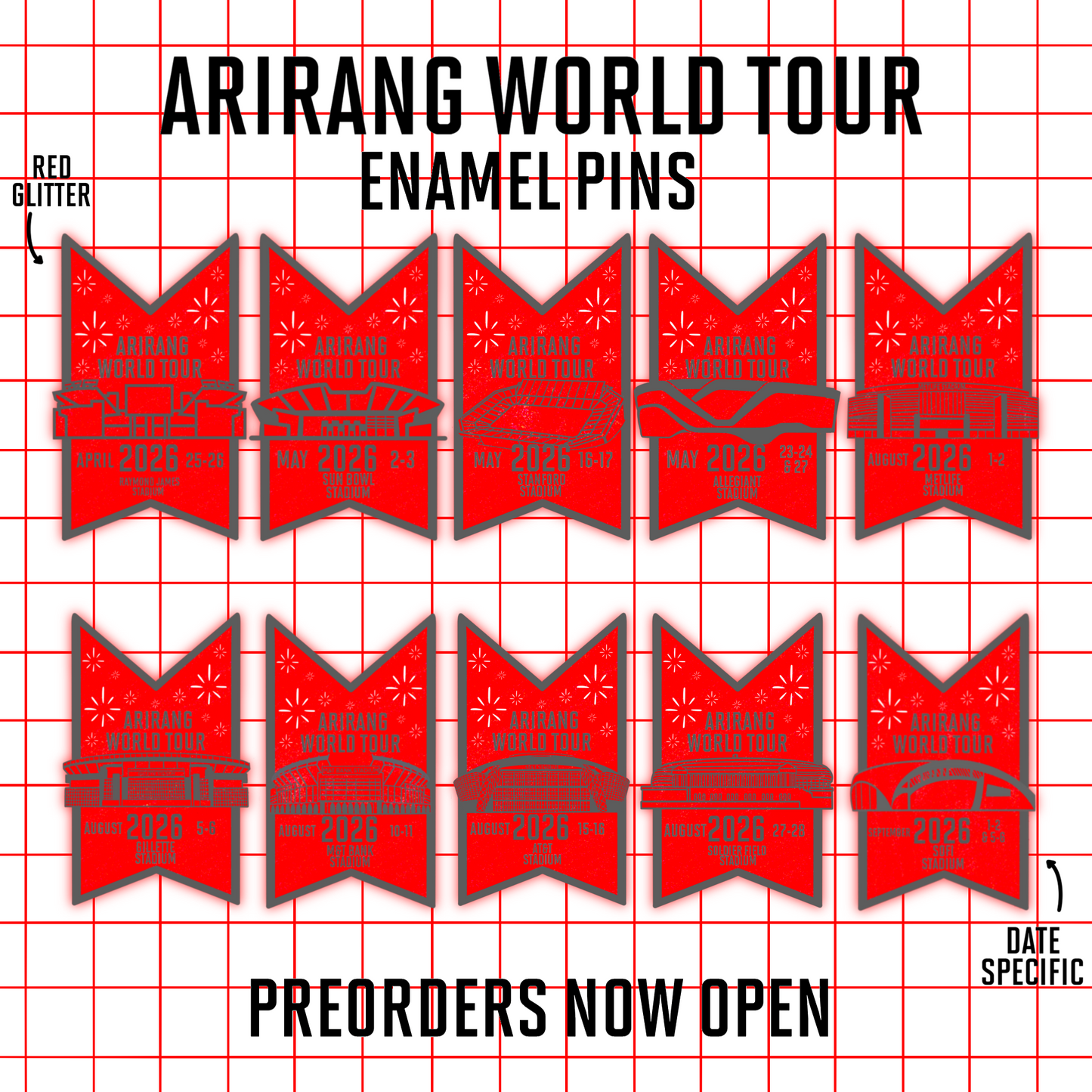 World Tour 2026 Enamel Pins