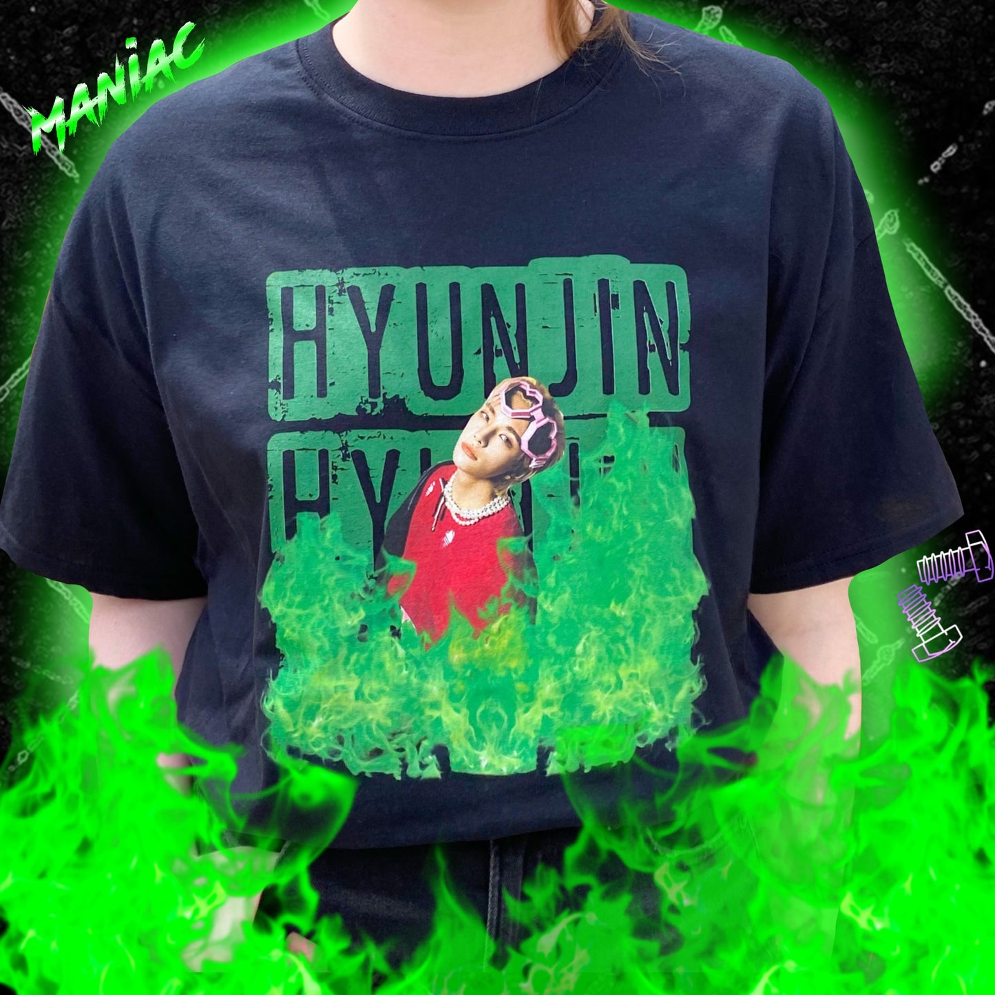 Green Fire Printed T-Shirts