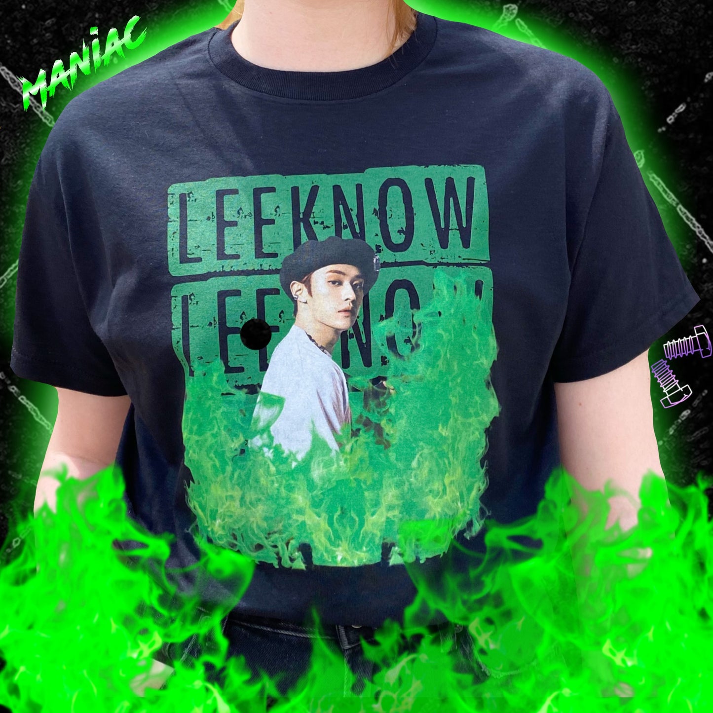 Green Fire Printed T-Shirts