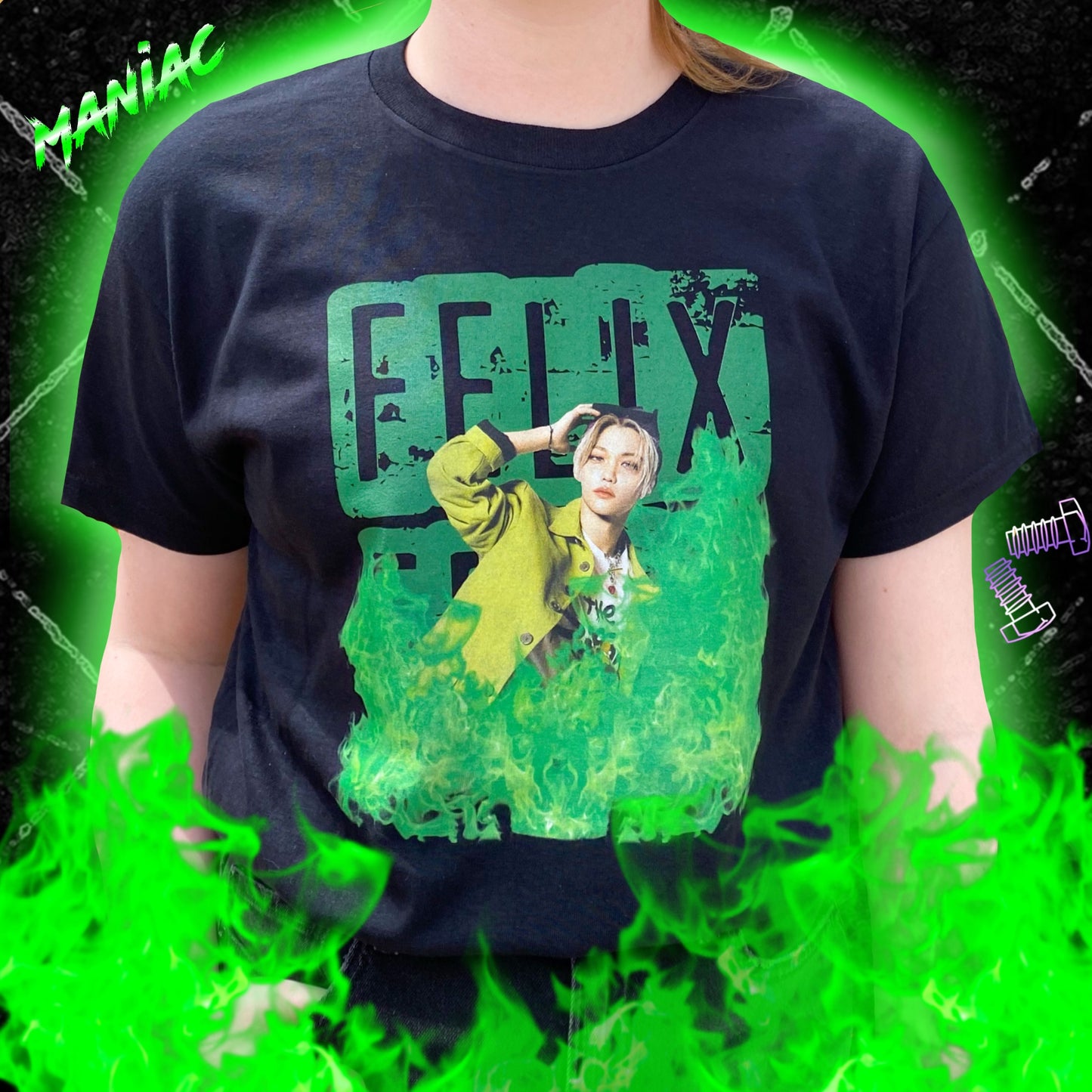 Green Fire Printed T-Shirts