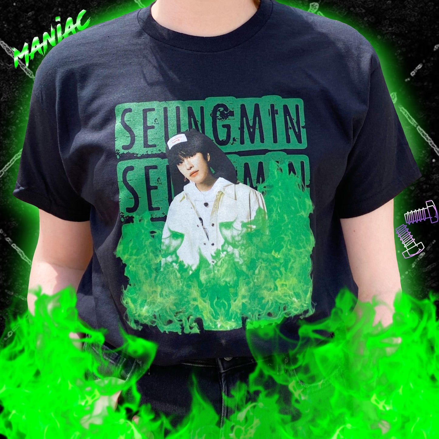 Green Fire Printed T-Shirts