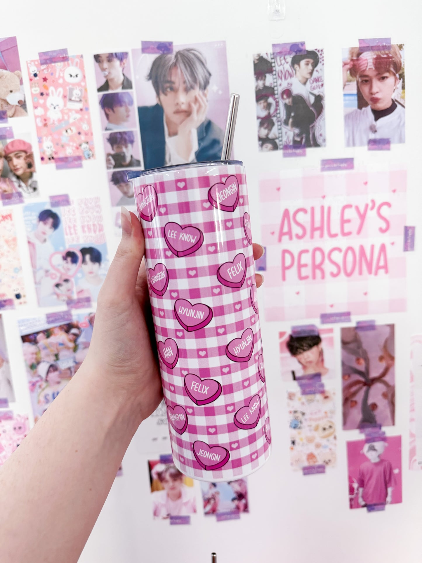 Heart Metal Tumbler with Straw