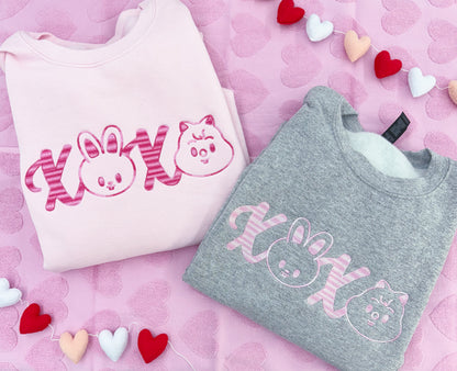XOXO Minsung Embroidered Crewneck Sweatshirt and Tshirt