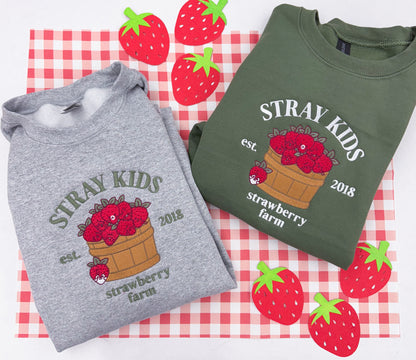 Skz-Berry Embroidered Crewneck Sweatshirt and Tshirt