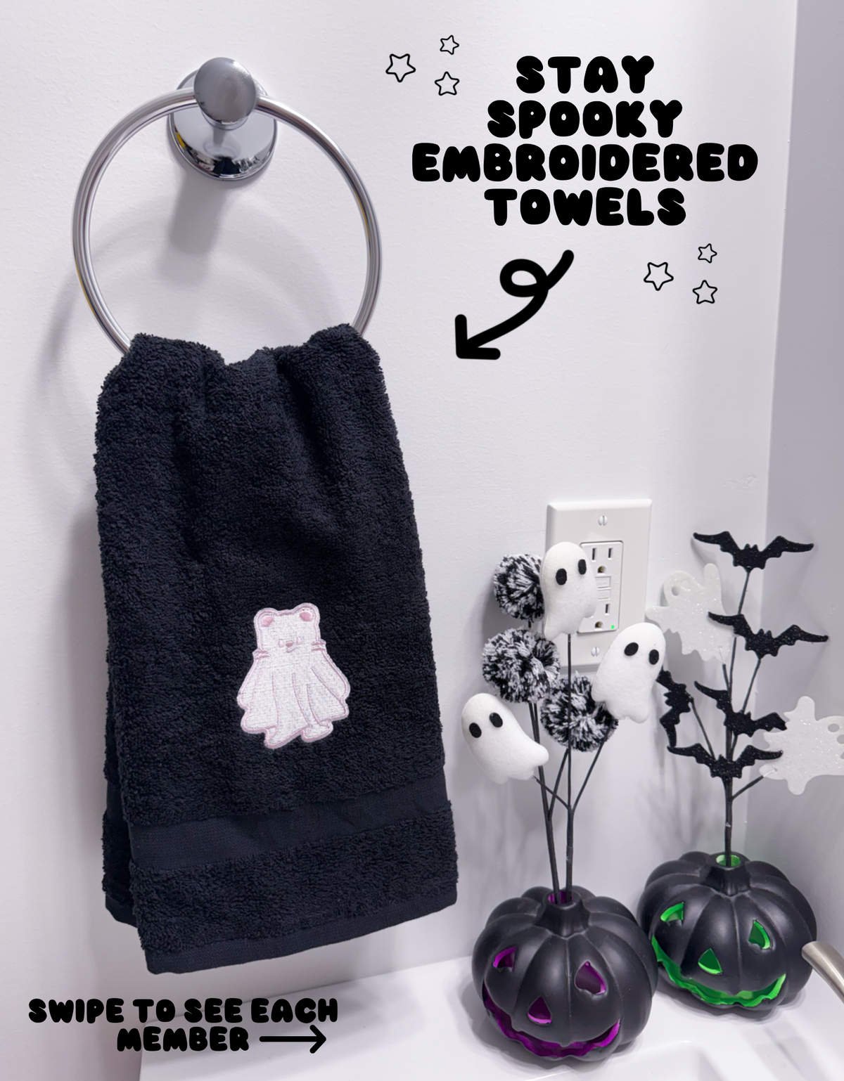 Stays Love Halloween Decorative Bathroom Hand Towel Set of 2