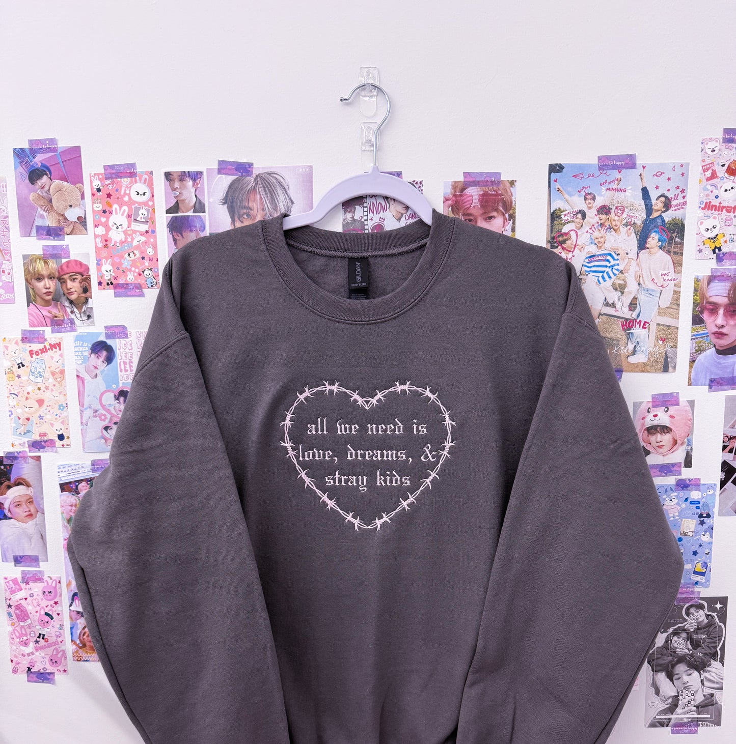 Do It Embroidered Crewneck Sweatshirt and Tshirt with Light Pink thread