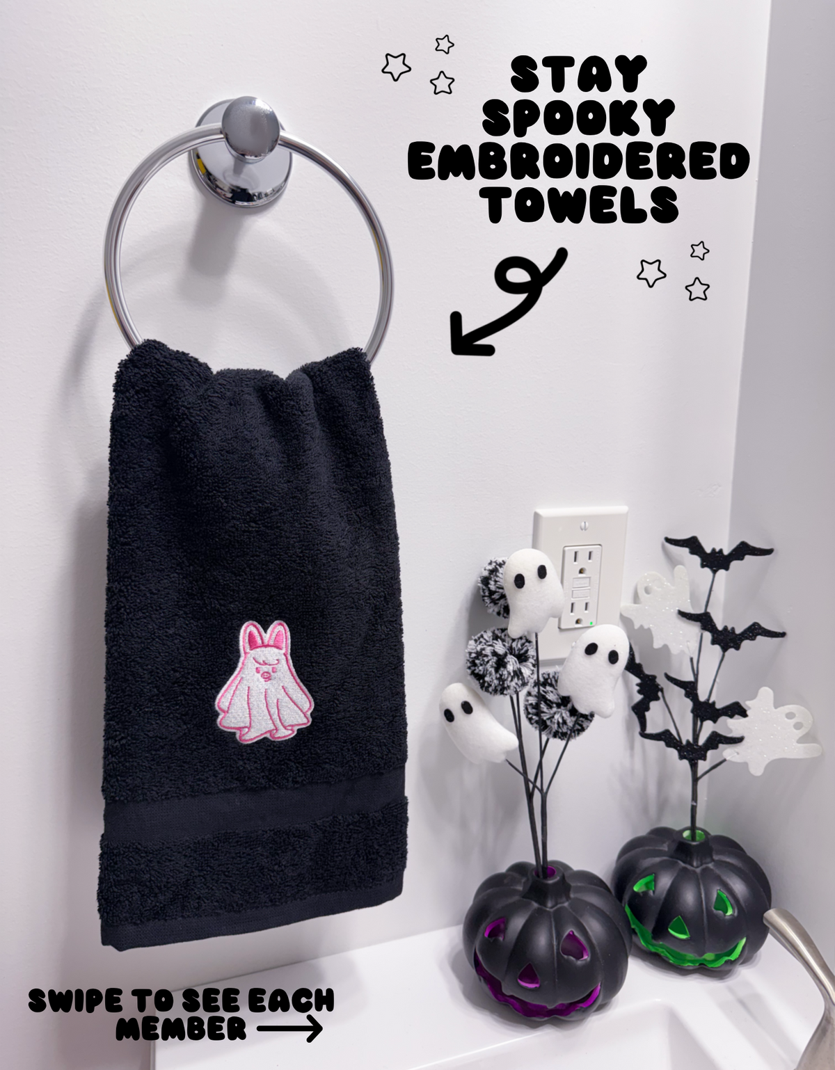 Stays Love Halloween Decorative Bathroom Hand Towel Set of 2