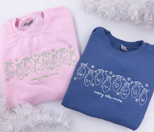 Skz-mas Lights Embroidered Crewneck Sweatshirt and Tshirt