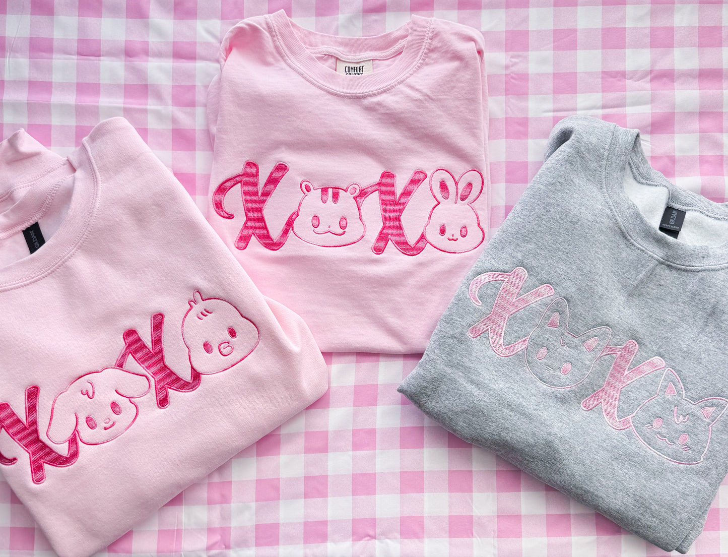 XOXO Duos and customs Embroidered Crewneck Sweatshirt and Tshirt