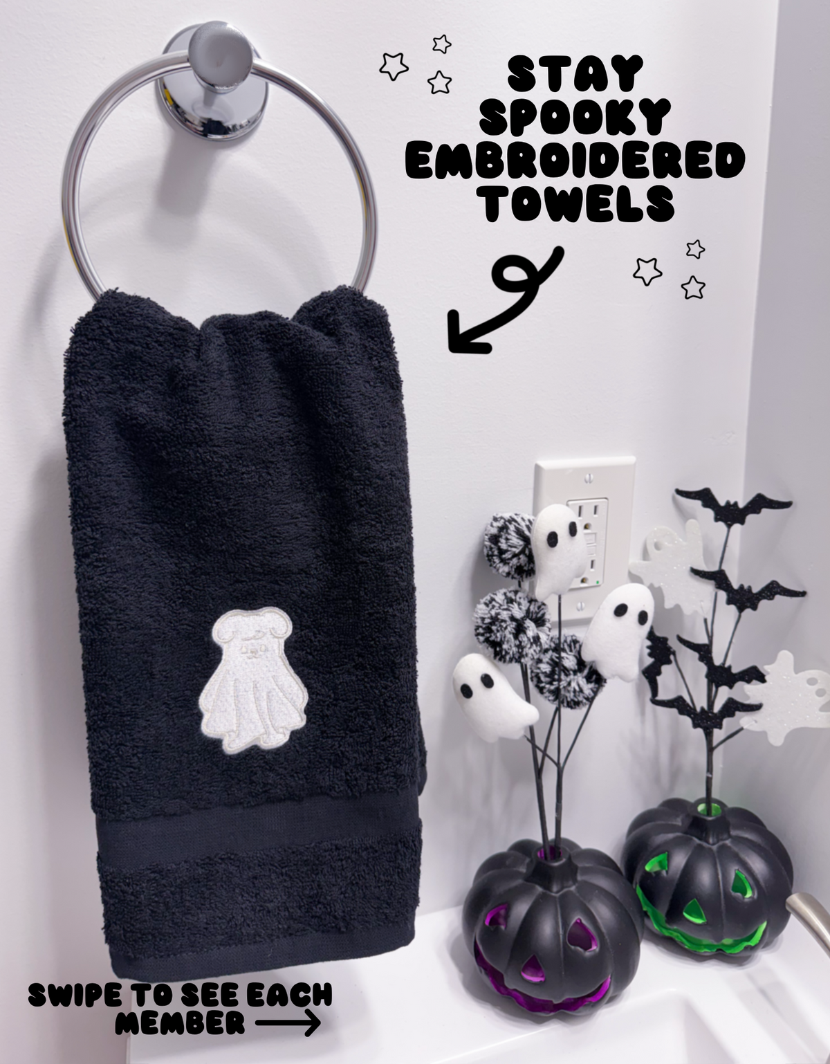 Stays Love Halloween Decorative Bathroom Hand Towel Set of 2