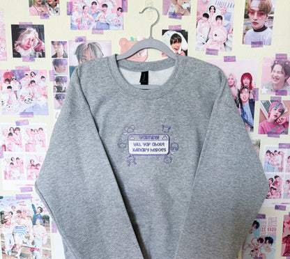 Warning: Will Yap About XH Embroidered Crewneck Sweatshirt and Tshirt