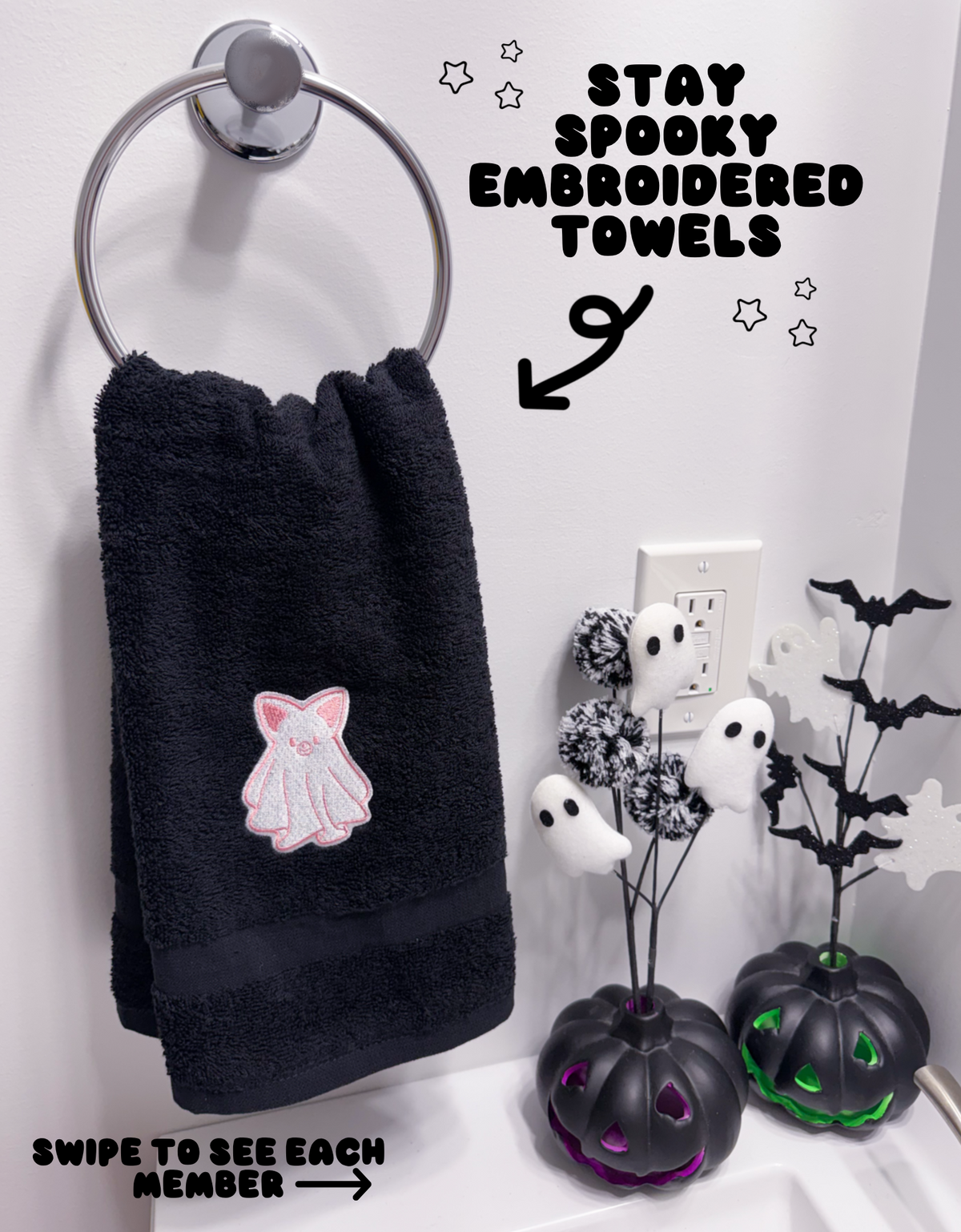 Stays Love Halloween Decorative Bathroom Hand Towel Set of 2