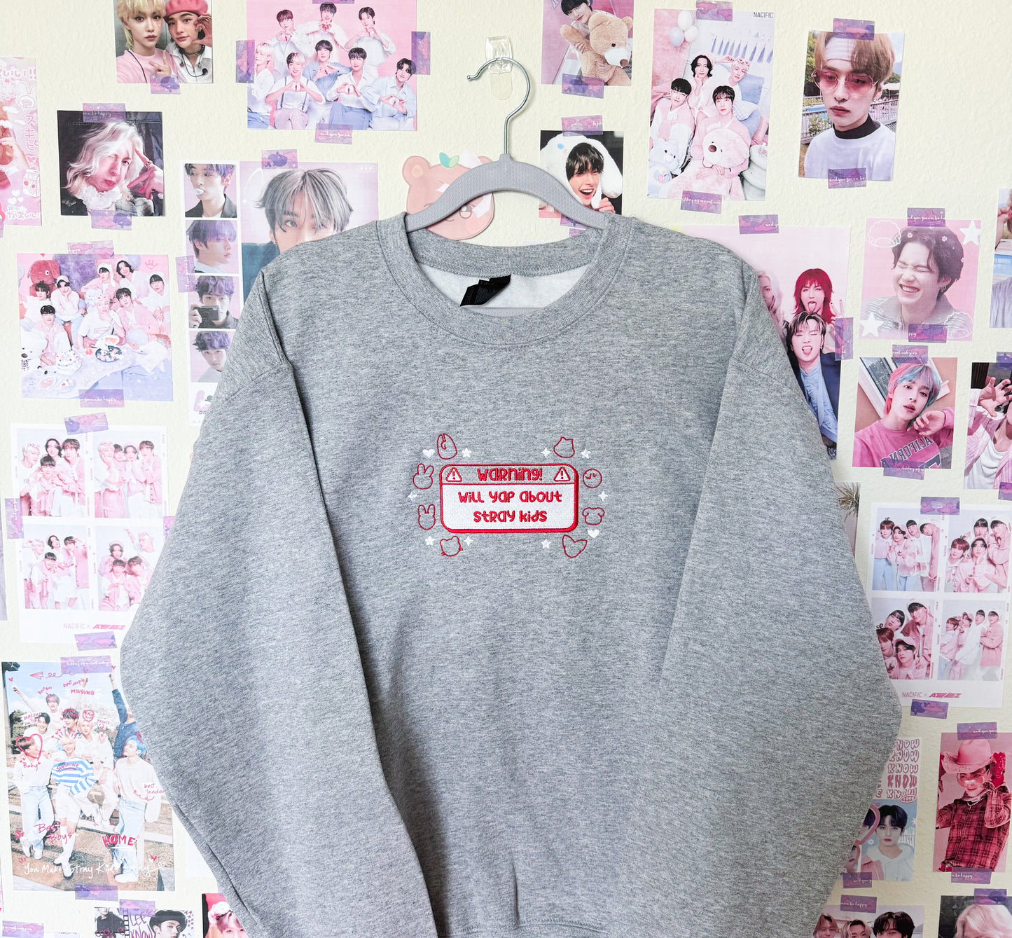 Warning: Will Yap About Skz Embroidered Crewneck Sweatshirt and Tshirt
