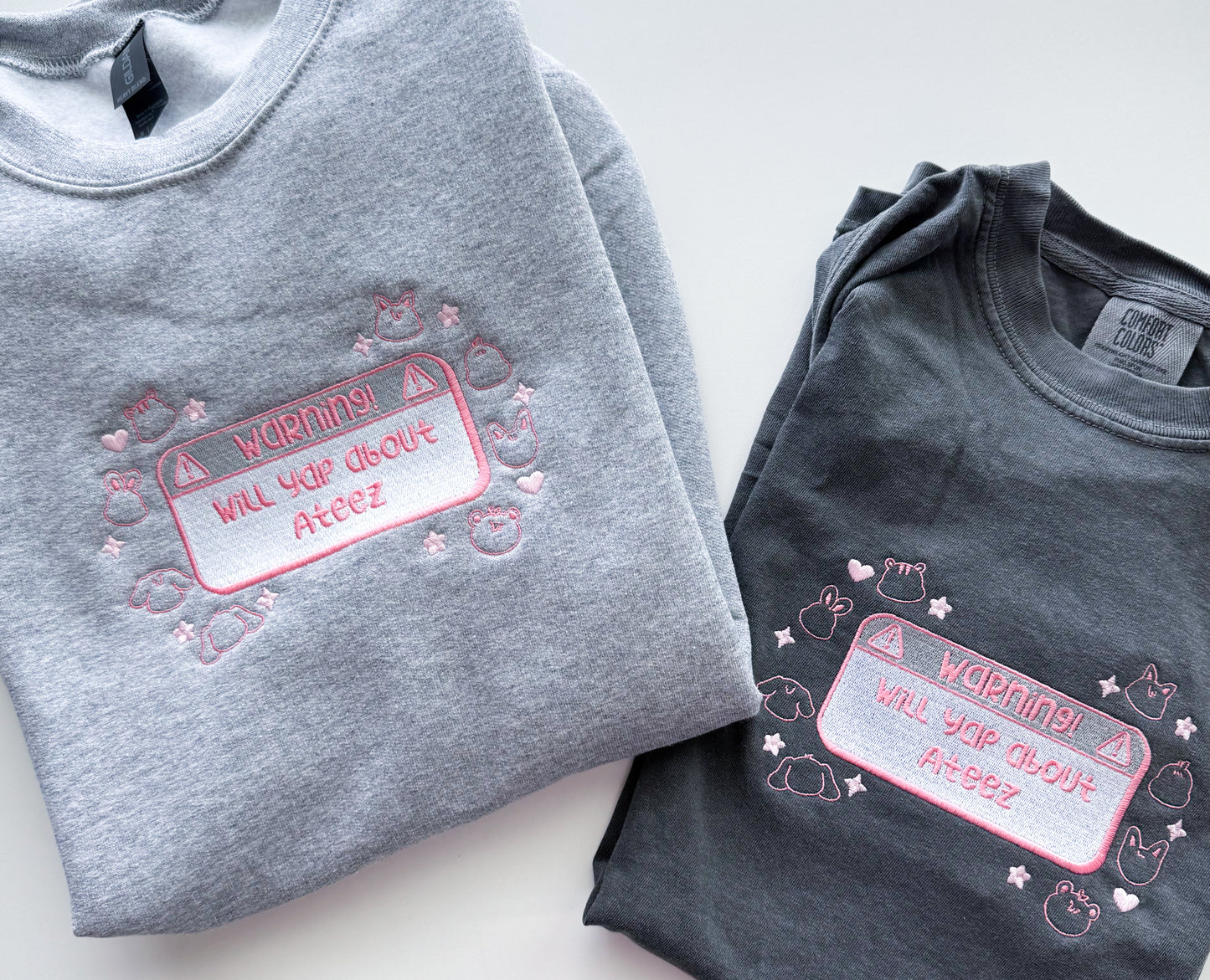 Warning: Will Yap About Ateez Embroidered Crewneck Sweatshirt and Tshirt
