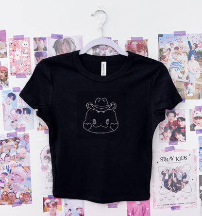 Hongjoong Cowboy Rhinestone Cropped Baby Tee