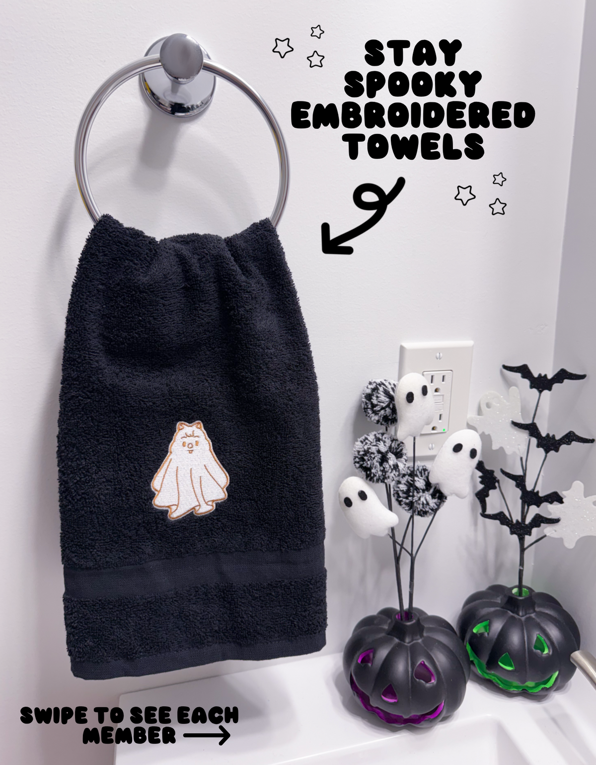 Stays Love Halloween Decorative Bathroom Hand Towel Set of 2