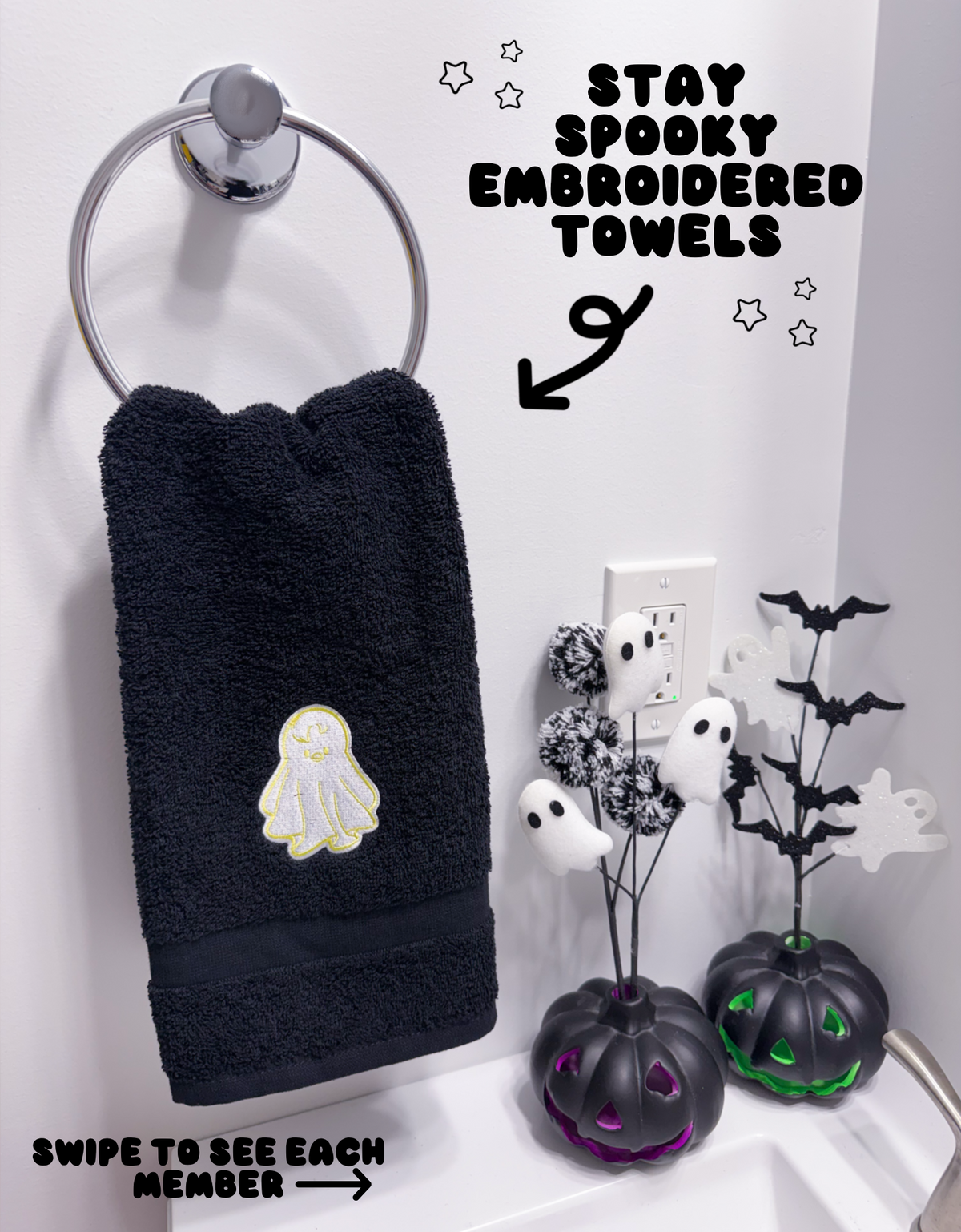 Stays Love Halloween Decorative Bathroom Hand Towel Set of 2