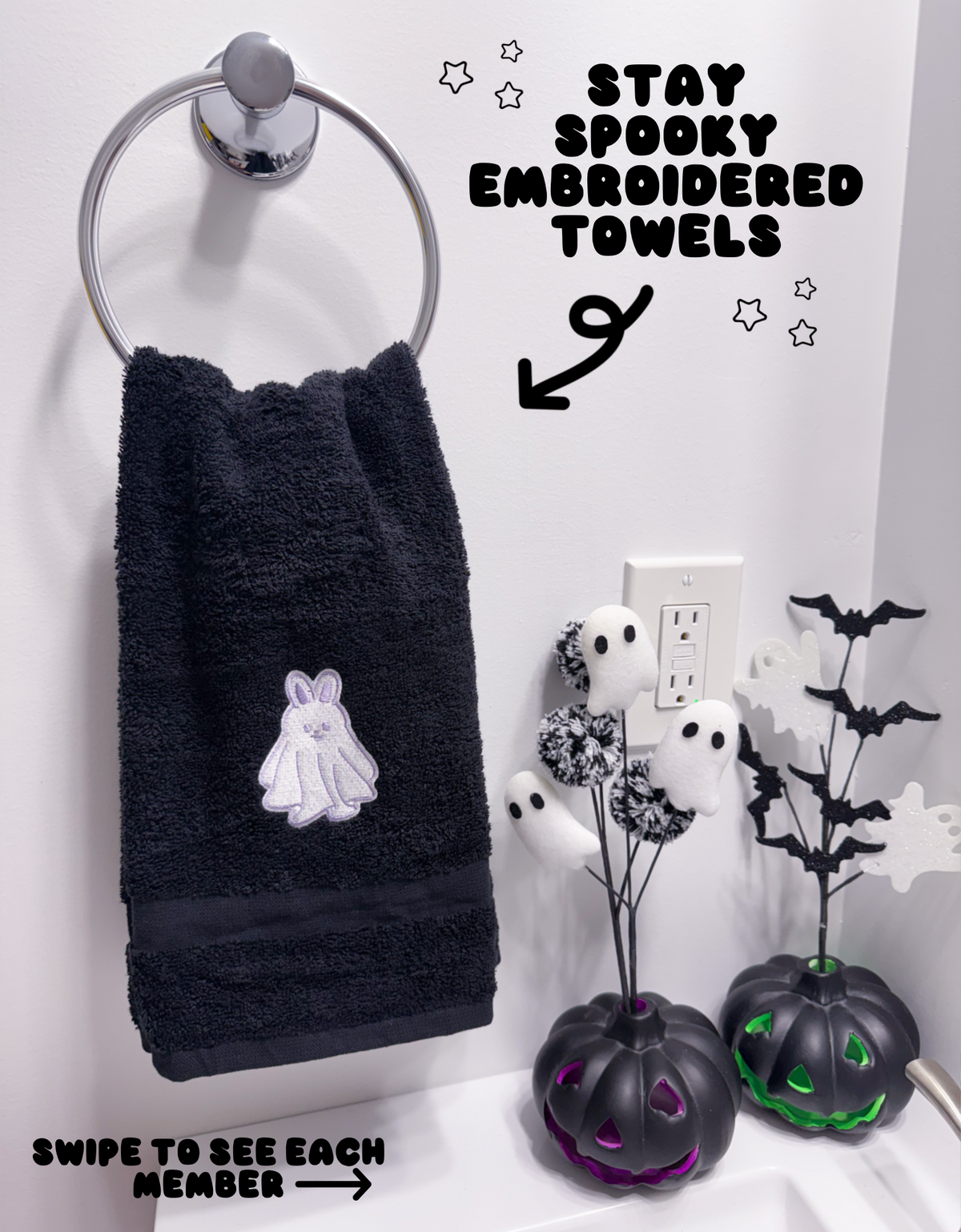 Stays Love Halloween Decorative Bathroom Hand Towel Set of 2
