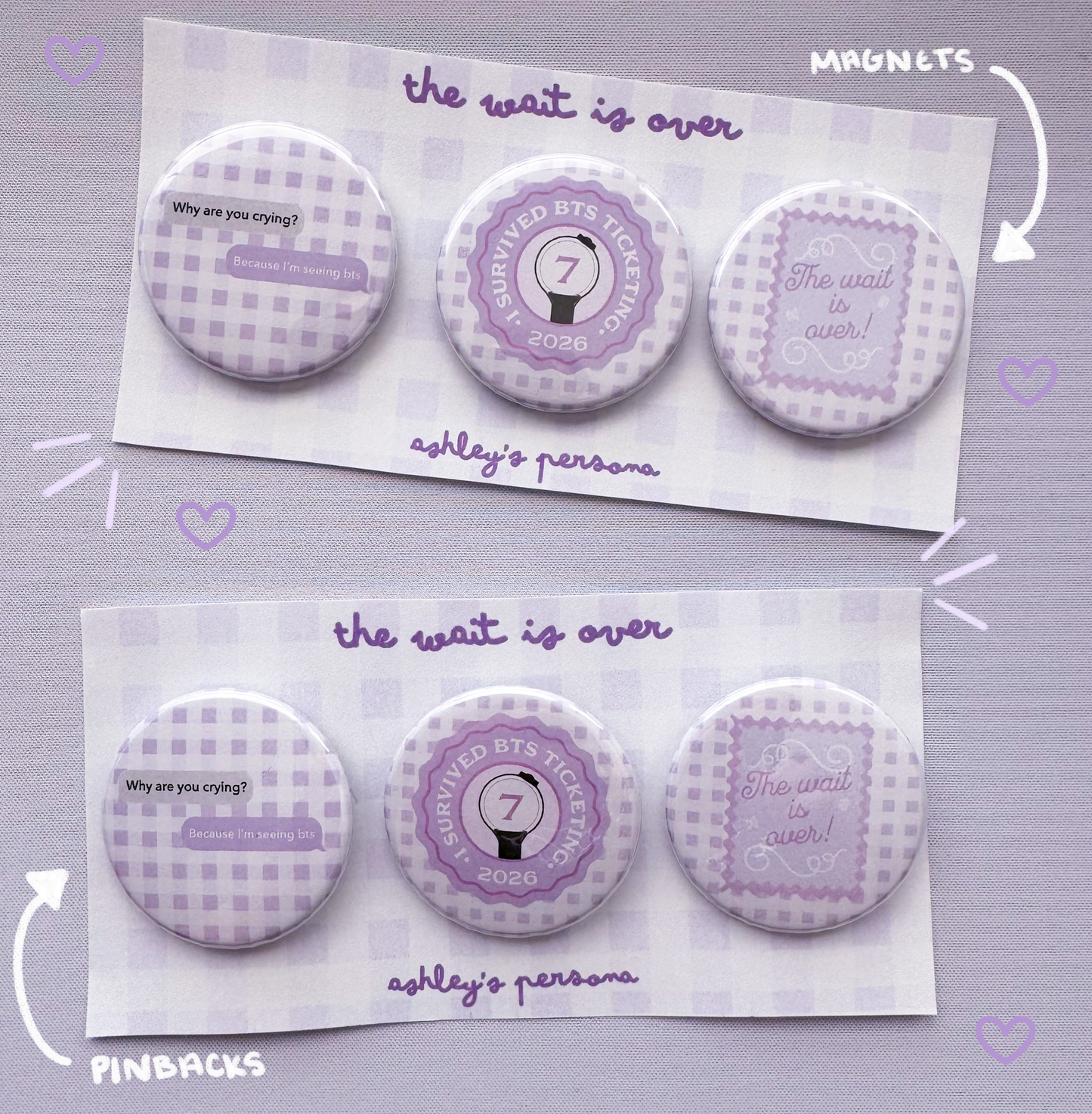 The Wait is Over Pinback Button or Magnet Set of 3