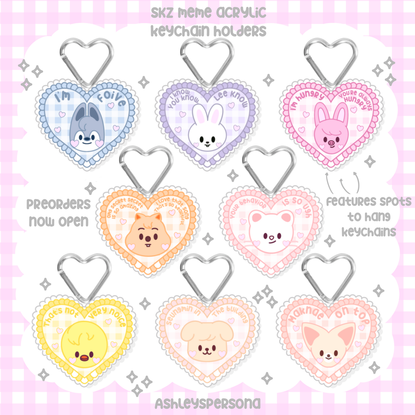 PREORDER READ DESCRIPTION* Skz Memes Acrylic Keychain Holders